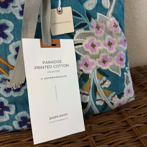 Anthropologie Paradise Printed Cotton Duvet Cover Queen Floral - Picture 5 of 6